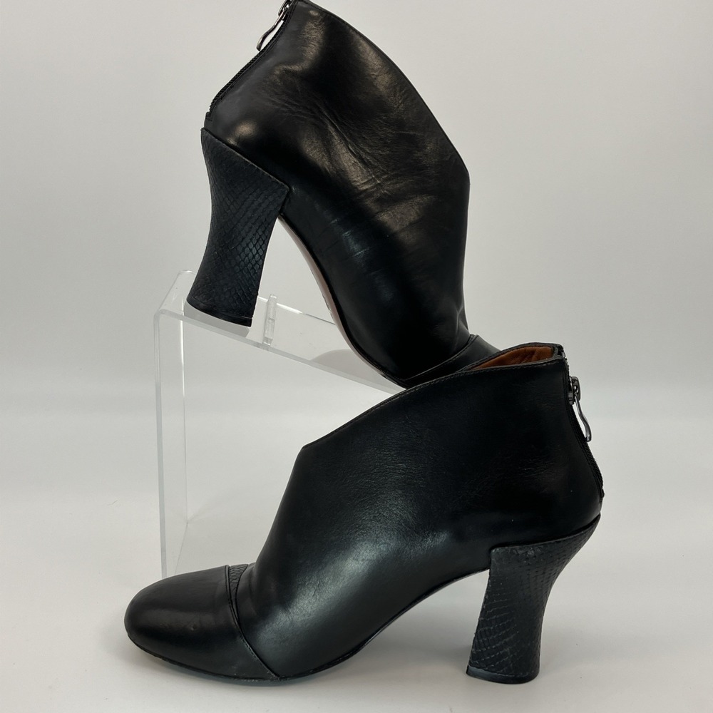 Umberto Raffini Black Leather Bootie Ankle Boot 40 9 Snake Dark Gothic Punk Glam